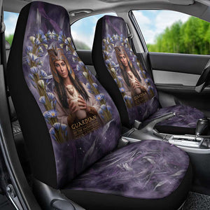 Anput Sacred Urn Car Seat Cover with Papyrus Flowers Egyptian Guardian in Violet Mist