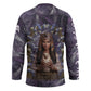 Anput Sacred Urn Hockey Jersey with Papyrus Flowers Egyptian Guardian in Violet Mist