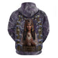 Anput Sacred Urn Hoodie with Papyrus Flowers Egyptian Guardian in Violet Mist