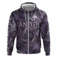 Anput Sacred Urn Hoodie with Papyrus Flowers Egyptian Guardian in Violet Mist