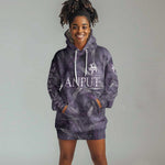 Anput Sacred Urn Hoodie Dress with Papyrus Flowers Egyptian Guardian in Violet Mist