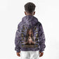 Anput Sacred Urn Kid Hoodie with Papyrus Flowers Egyptian Guardian in Violet Mist
