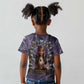 Anput Sacred Urn Kid T shirt with Papyrus Flowers Egyptian Guardian in Violet Mist