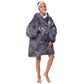 Anput Sacred Urn Kid Wearable Blanket Hoodie with Papyrus Flowers Egyptian Guardian in Violet Mist