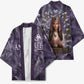 Anput Sacred Urn Kimono with Papyrus Flowers Egyptian Guardian in Violet Mist