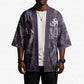 Anput Sacred Urn Kimono with Papyrus Flowers Egyptian Guardian in Violet Mist
