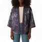 Anput Sacred Urn Kimono with Papyrus Flowers Egyptian Guardian in Violet Mist