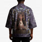 Anput Sacred Urn Kimono with Papyrus Flowers Egyptian Guardian in Violet Mist