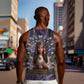 Anput Sacred Urn Men Tank Top with Papyrus Flowers Egyptian Guardian in Violet Mist