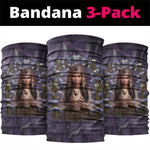 Anput Sacred Urn Neck Gaiter with Papyrus Flowers Egyptian Guardian in Violet Mist