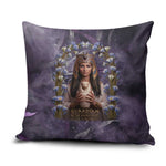 Anput Sacred Urn Pillow Cover with Papyrus Flowers Egyptian Guardian in Violet Mist