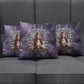 Anput Sacred Urn Pillow Cover with Papyrus Flowers Egyptian Guardian in Violet Mist