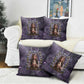 Anput Sacred Urn Pillow Cover with Papyrus Flowers Egyptian Guardian in Violet Mist
