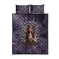 Anput Sacred Urn Quilt Bed Set with Papyrus Flowers Egyptian Guardian in Violet Mist
