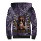 Anput Sacred Urn Sherpa Hoodie with Papyrus Flowers Egyptian Guardian in Violet Mist