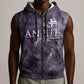 Anput Sacred Urn Sleeveless Zip Hoodie with Papyrus Flowers Egyptian Guardian in Violet Mist