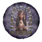 Anput Sacred Urn Spare Tire Cover with Papyrus Flowers Egyptian Guardian in Violet Mist
