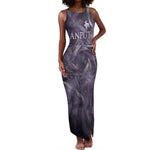 Anput Sacred Urn Tank Maxi Dress with Papyrus Flowers Egyptian Guardian in Violet Mist