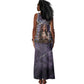 Anput Sacred Urn Tank Maxi Dress with Papyrus Flowers Egyptian Guardian in Violet Mist