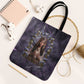 Anput Sacred Urn Tote Bag with Papyrus Flowers Egyptian Guardian in Violet Mist