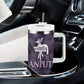 Anput Sacred Urn Tumbler With Handle with Papyrus Flowers Egyptian Guardian in Violet Mist