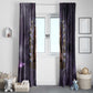 Anput Sacred Urn Window Curtain with Papyrus Flowers Egyptian Guardian in Violet Mist