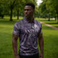Anput Sacred Urn Zipper Polo Shirt with Papyrus Flowers Egyptian Guardian in Violet Mist
