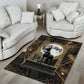 Anput Jackal Mask Area Rug with Full Moon Egyptian Afterlife Symbolism