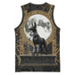 Anput Jackal Mask Basketball Jersey with Full Moon Egyptian Afterlife Symbolism