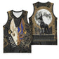 Anput Jackal Mask Basketball Jersey with Full Moon Egyptian Afterlife Symbolism