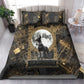 Anput Jackal Mask Bedding Set with Full Moon Egyptian Afterlife Symbolism