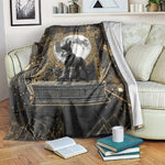 Anput Jackal Mask Blanket with Full Moon Egyptian Afterlife Symbolism