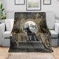 Anput Jackal Mask Blanket with Full Moon Egyptian Afterlife Symbolism