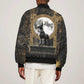 Anput Jackal Mask Bomber Jacket with Full Moon Egyptian Afterlife Symbolism