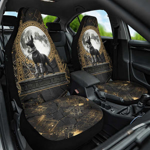 Anput Jackal Mask Car Seat Cover with Full Moon Egyptian Afterlife Symbolism