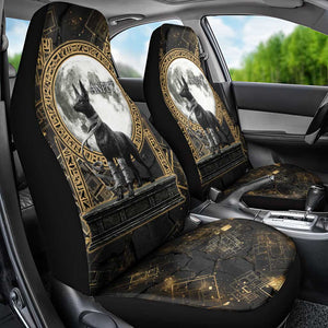 Anput Jackal Mask Car Seat Cover with Full Moon Egyptian Afterlife Symbolism