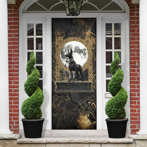 Anput Jackal Mask Door Cover with Full Moon Egyptian Afterlife Symbolism