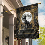 Anput Jackal Mask Garden Flag with Full Moon Egyptian Afterlife Symbolism