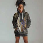 Anput Jackal Mask Hoodie Dress with Full Moon Egyptian Afterlife Symbolism