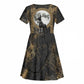 Anput Jackal Mask Kid Short Sleeve Dress with Full Moon Egyptian Afterlife Symbolism