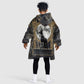 Anput Jackal Mask Kid Wearable Blanket Hoodie with Full Moon Egyptian Afterlife Symbolism
