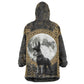 Anput Jackal Mask Kid Wearable Blanket Hoodie with Full Moon Egyptian Afterlife Symbolism