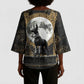 Anput Jackal Mask Kimono Sleeve Blouse with Full Moon Egyptian Afterlife Symbolism
