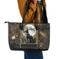 Anput Jackal Mask Leather Tote Bag with Full Moon Egyptian Afterlife Symbolism