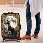 Anput Jackal Mask Luggage Cover with Full Moon Egyptian Afterlife Symbolism
