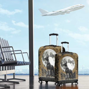 Anput Jackal Mask Luggage Cover with Full Moon Egyptian Afterlife Symbolism