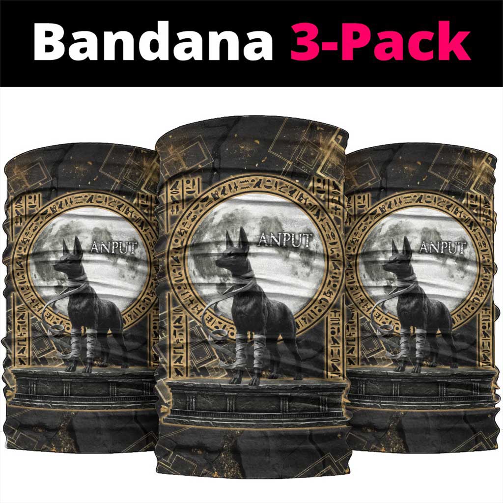 Anput Jackal Mask Neck Gaiter with Full Moon Egyptian Afterlife Symbolism