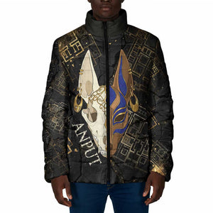 Anput Jackal Mask Padded Jacket with Full Moon Egyptian Afterlife Symbolism
