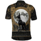 Anput Jackal Mask Polo Shirt with Full Moon Egyptian Afterlife Symbolism