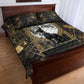 Anput Jackal Mask Quilt Bed Set with Full Moon Egyptian Afterlife Symbolism